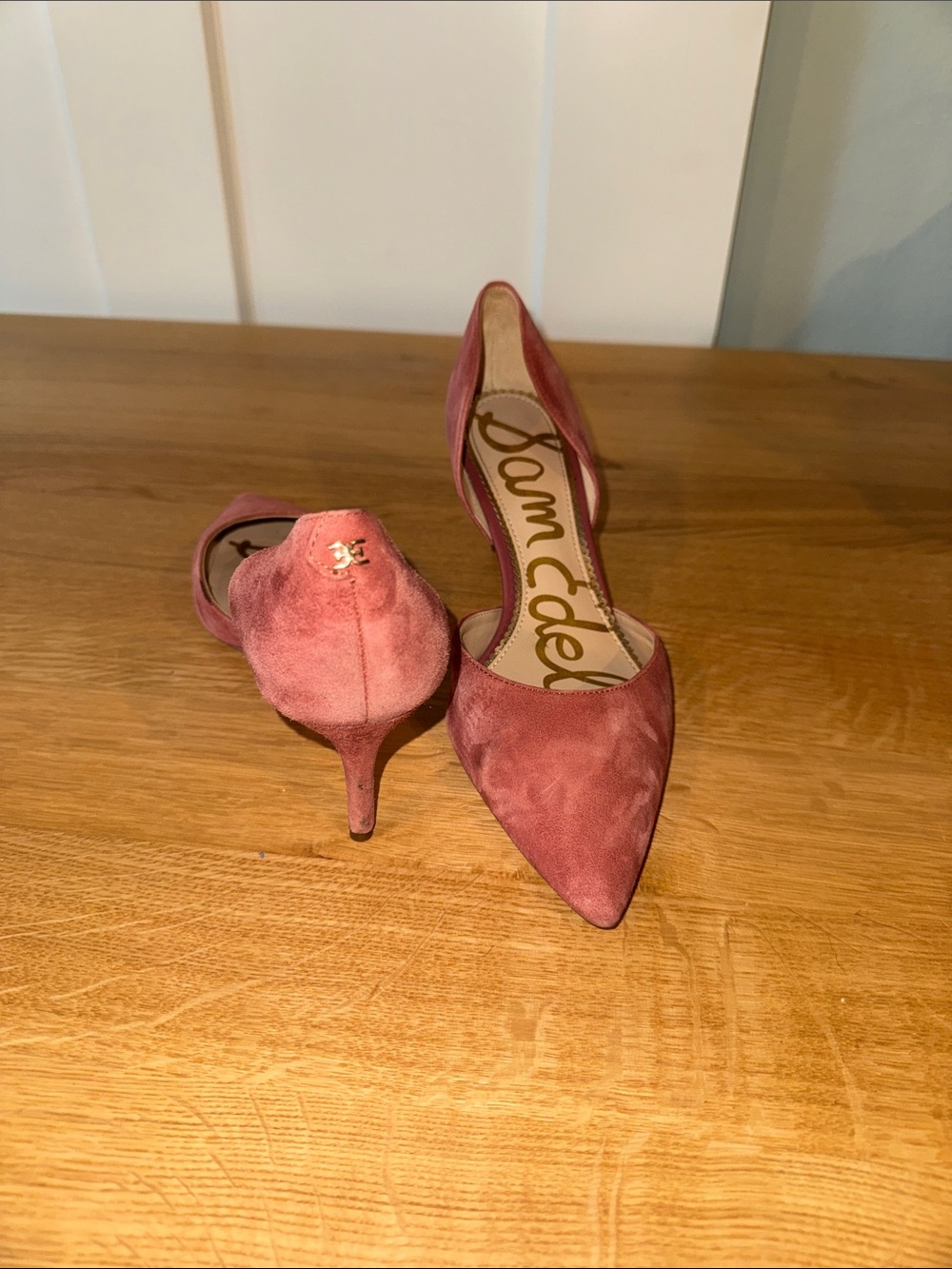 Sam Edelman Pink Suede D'Orsay Pointed-Toe Heels